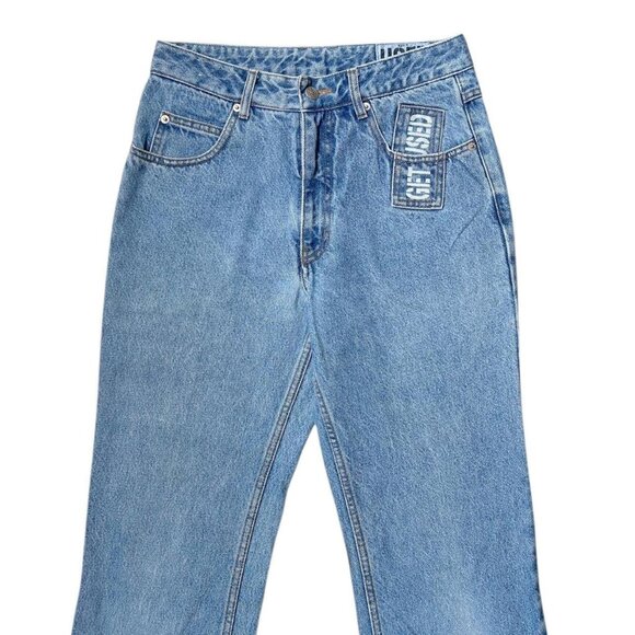 90s vintage Graffiti Patch Jeans High Rise Straight Leg Grunge Streetwear Elie. - Picture 3 of 7